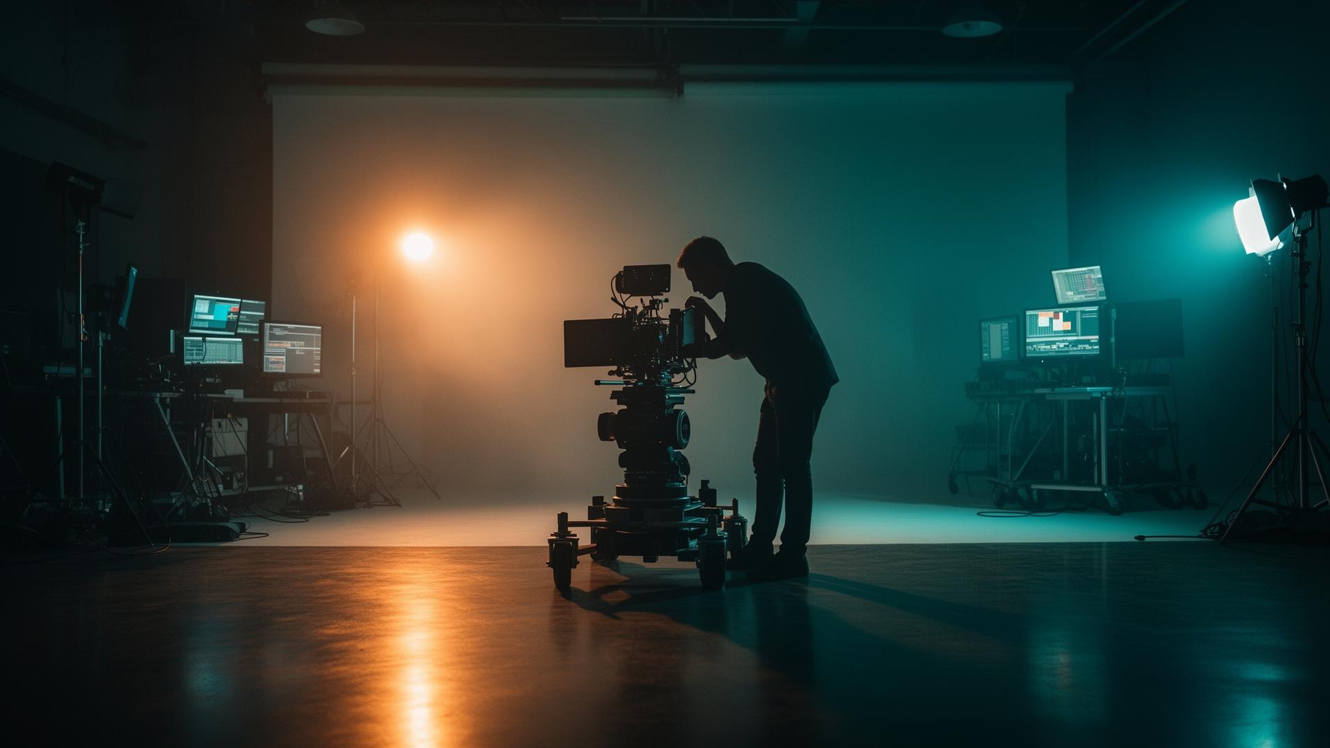 Cinematic studio at night